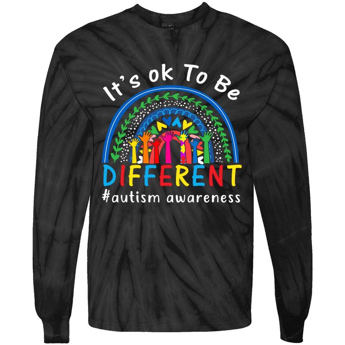 It's Ok To Be Different Autism Awareness Rainbow Tie-Dye Long Sleeve Shirt