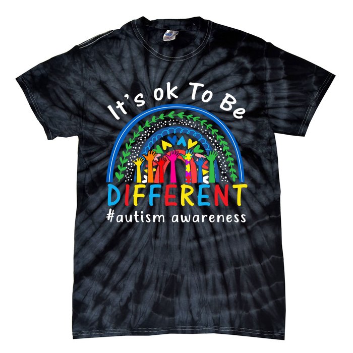 It's Ok To Be Different Autism Awareness Rainbow Tie-Dye T-Shirt