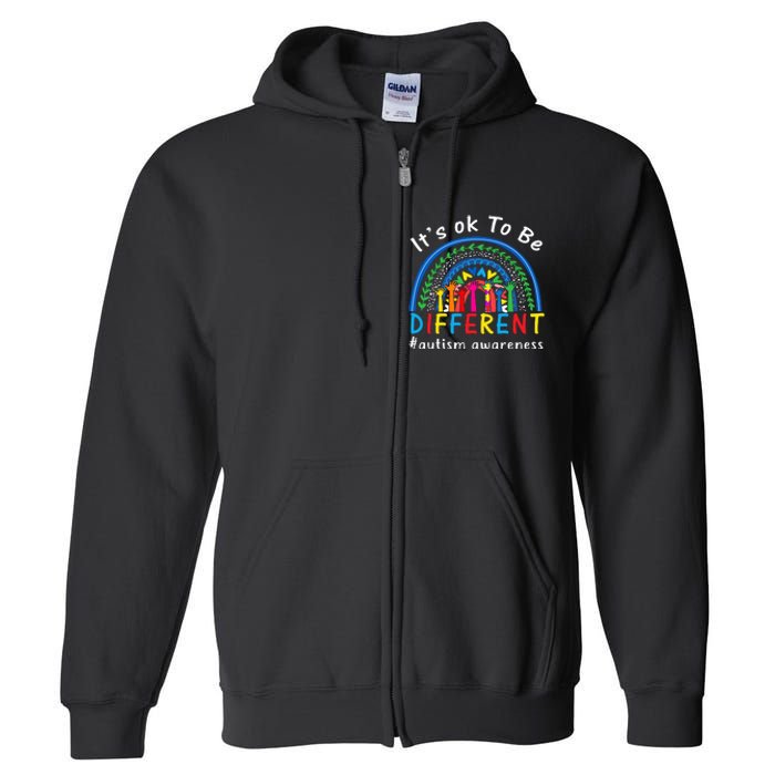 It's Ok To Be Different Autism Awareness Rainbow Full Zip Hoodie