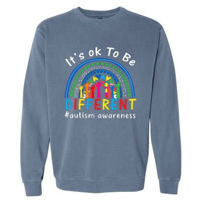 It's Ok To Be Different Autism Awareness Rainbow Garment-Dyed Sweatshirt