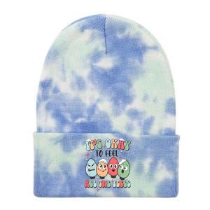 ItS Okay To Feel All The Feels Christmas Tal Health Gift Tie Dye 12in Knit Beanie