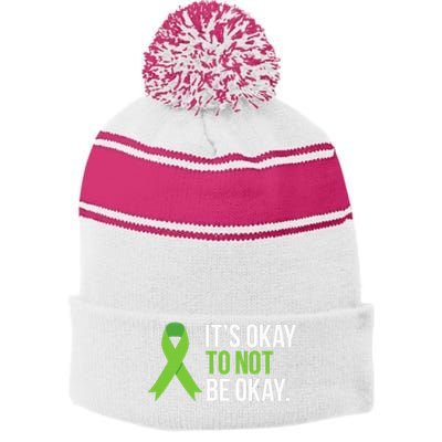 Its Okay To Not Be Okay Mental Health Awareness Stripe Pom Pom Beanie