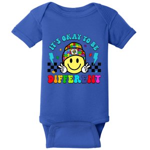 ItS Ok To Be Different Smile Face Groovy Autism Awareness Cute Gift Baby Bodysuit