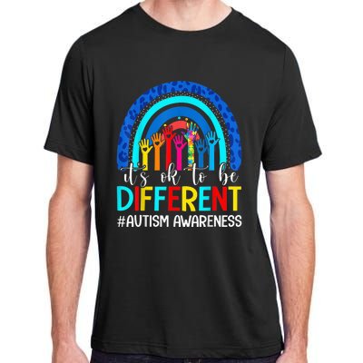 It's Ok To Be Different Autism Awareness Leopard Rainbow Adult ChromaSoft Performance T-Shirt