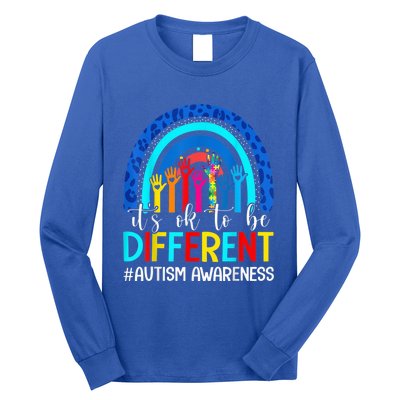 It's Ok To Be Different Autism Awareness Leopard Rainbow Long Sleeve Shirt