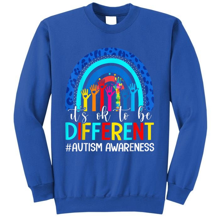 It's Ok To Be Different Autism Awareness Leopard Rainbow Sweatshirt