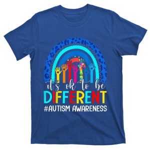 It's Ok To Be Different Autism Awareness Leopard Rainbow T-Shirt