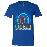 It's Ok To Be Different Autism Awareness Leopard Rainbow V-Neck T-Shirt