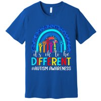 It's Ok To Be Different Autism Awareness Leopard Rainbow Premium T-Shirt