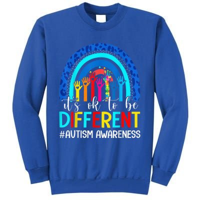 It's Ok To Be Different Autism Awareness Leopard Rainbow Tall Sweatshirt