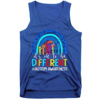 It's Ok To Be Different Autism Awareness Leopard Rainbow Tank Top