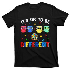 It's Ok To Be Different Cute Owl Animal Autism Awareness T-Shirt