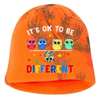 It's Ok To Be Different Cute Owl Animal Autism Awareness Kati - Camo Knit Beanie