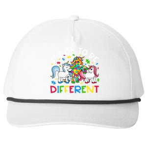 ItS Ok To Be Different Unicorn Puzzle Autism Awareness Meaningful Gift Snapback Five-Panel Rope Hat