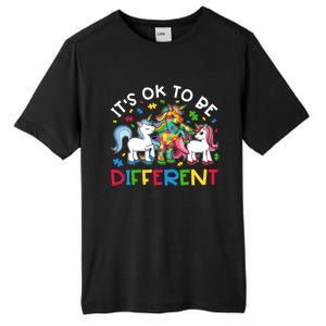 ItS Ok To Be Different Unicorn Puzzle Autism Awareness Meaningful Gift Tall Fusion ChromaSoft Performance T-Shirt