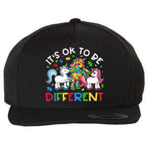 ItS Ok To Be Different Unicorn Puzzle Autism Awareness Meaningful Gift Wool Snapback Cap