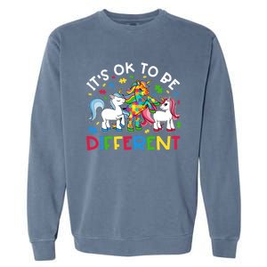 ItS Ok To Be Different Unicorn Puzzle Autism Awareness Meaningful Gift Garment-Dyed Sweatshirt