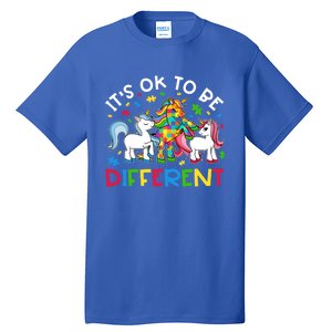 ItS Ok To Be Different Unicorn Puzzle Autism Awareness Meaningful Gift Tall T-Shirt