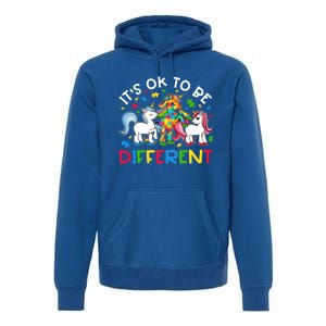 ItS Ok To Be Different Unicorn Puzzle Autism Awareness Meaningful Gift Premium Hoodie