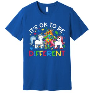 ItS Ok To Be Different Unicorn Puzzle Autism Awareness Meaningful Gift Premium T-Shirt