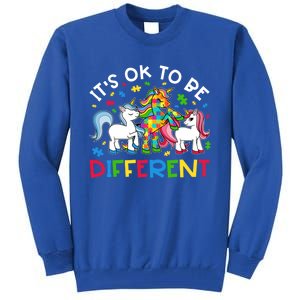 ItS Ok To Be Different Unicorn Puzzle Autism Awareness Meaningful Gift Tall Sweatshirt