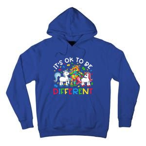 ItS Ok To Be Different Unicorn Puzzle Autism Awareness Meaningful Gift Tall Hoodie