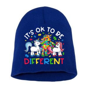 ItS Ok To Be Different Unicorn Puzzle Autism Awareness Meaningful Gift Short Acrylic Beanie