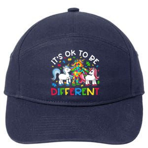 ItS Ok To Be Different Unicorn Puzzle Autism Awareness Meaningful Gift 7-Panel Snapback Hat