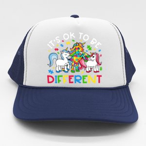 ItS Ok To Be Different Unicorn Puzzle Autism Awareness Meaningful Gift Trucker Hat