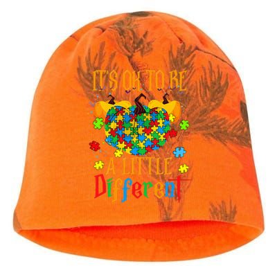 its ok to be different pumpkin autism awareness halloween Kati - Camo Knit Beanie