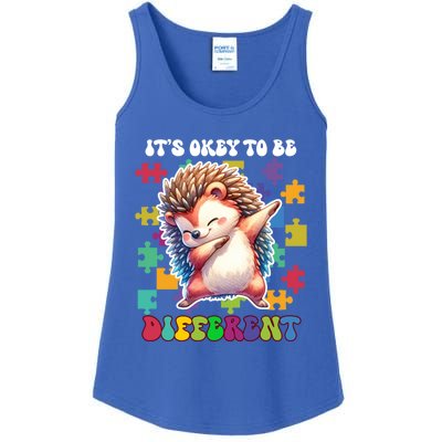 ItS Okey To Be Different Autism Awareness Dabbing Hedgehog Gift Ladies Essential Tank