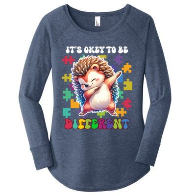 ItS Okey To Be Different Autism Awareness Dabbing Hedgehog Gift Women's Perfect Tri Tunic Long Sleeve Shirt