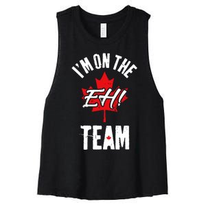 Im On The Eh Team Sports Funny Happy Canada Day Women's Racerback Cropped Tank