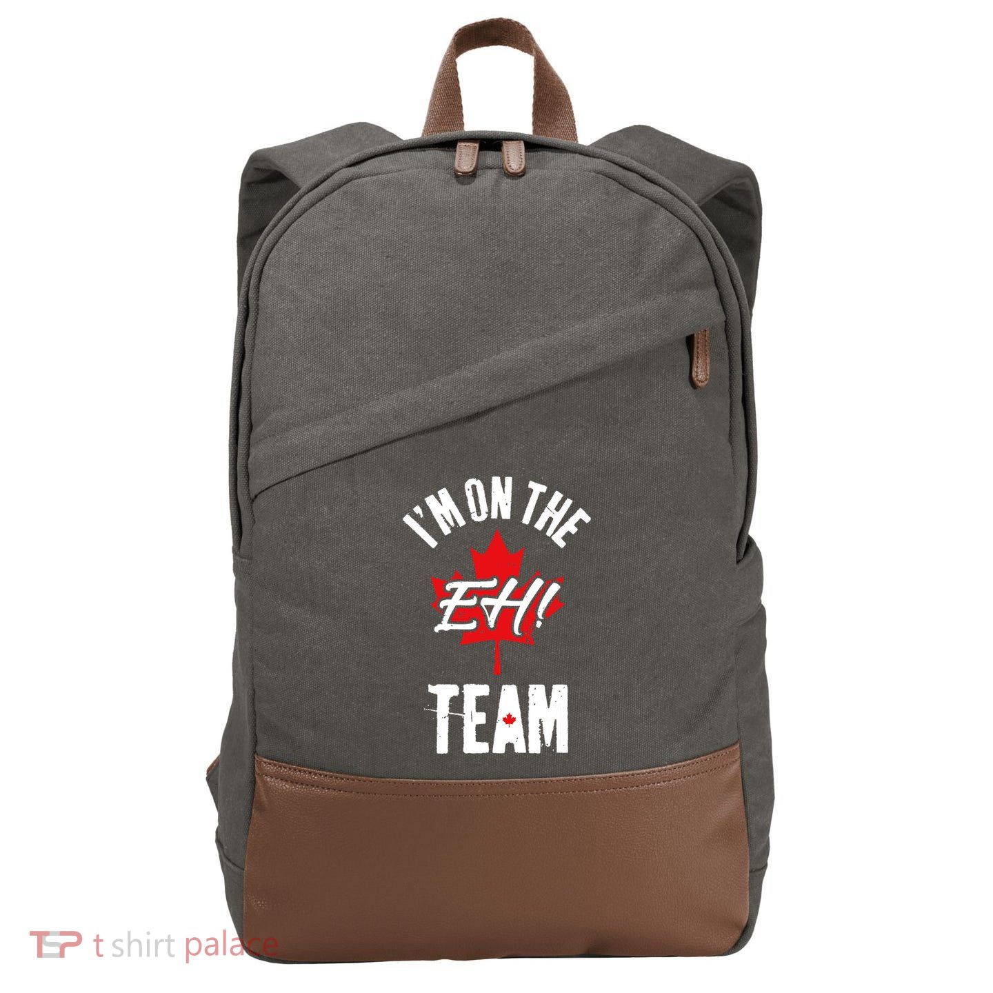 Im On The Eh Team Sports Funny Happy Canada Day Cotton Canvas Backpack