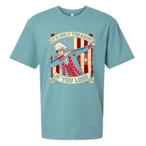 ItS Only Treason If You Lose 4th Of July George Washington Sueded Cloud Jersey T-Shirt