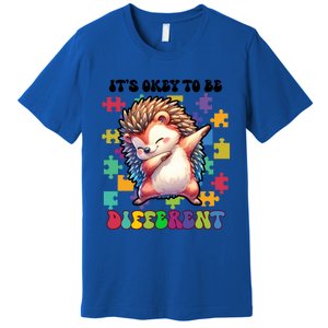 ItS Okey To Be Different Autism Awareness Dabbing Hedgehog Meaningful Gift Premium T-Shirt