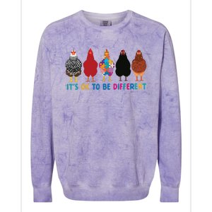 Its Ok To Be Different Cute Chickens Autism Awareness Tee 6178 Colorblast Crewneck Sweatshirt