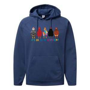 Its Ok To Be Different Cute Chickens Autism Awareness Tee 6178 Performance Fleece Hoodie