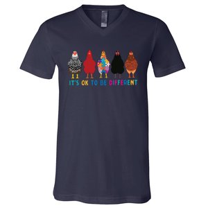 Its Ok To Be Different Cute Chickens Autism Awareness Tee 6178 V-Neck T-Shirt