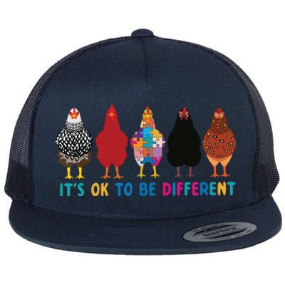 Its Ok To Be Different Cute Chickens Autism Awareness Tee 6178 Flat Bill Trucker Hat