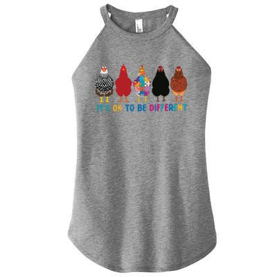 Its Ok To Be Different Cute Chickens Autism Awareness Tee 6178 Women’s Perfect Tri Rocker Tank