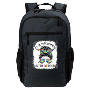 It's Ok To Be Different Autism Awareness Messy Bun Bleached Daily Commute Backpack