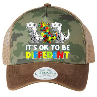 It's Ok To Be Different Dinosaur Autism Awareness Gifts Legacy Tie Dye Trucker Hat