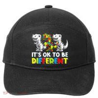 It's Ok To Be Different Dinosaur Autism Awareness Gifts 7-Panel Snapback Hat