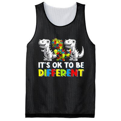 It's Ok To Be Different Dinosaur Autism Awareness Gifts Mesh Reversible Basketball Jersey Tank