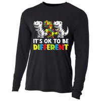 It's Ok To Be Different Dinosaur Autism Awareness Gifts Cooling Performance Long Sleeve Crew