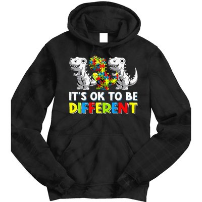 It's Ok To Be Different Dinosaur Autism Awareness Gifts Tie Dye Hoodie