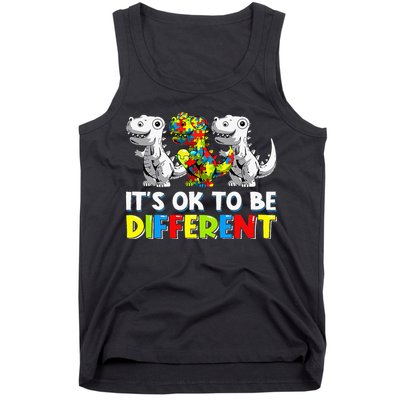 It's Ok To Be Different Dinosaur Autism Awareness Gifts Tank Top