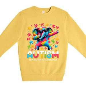 It’S Ok To Be Different Autism Awareness Dabbing Elephant Cute Gift Premium Crewneck Sweatshirt