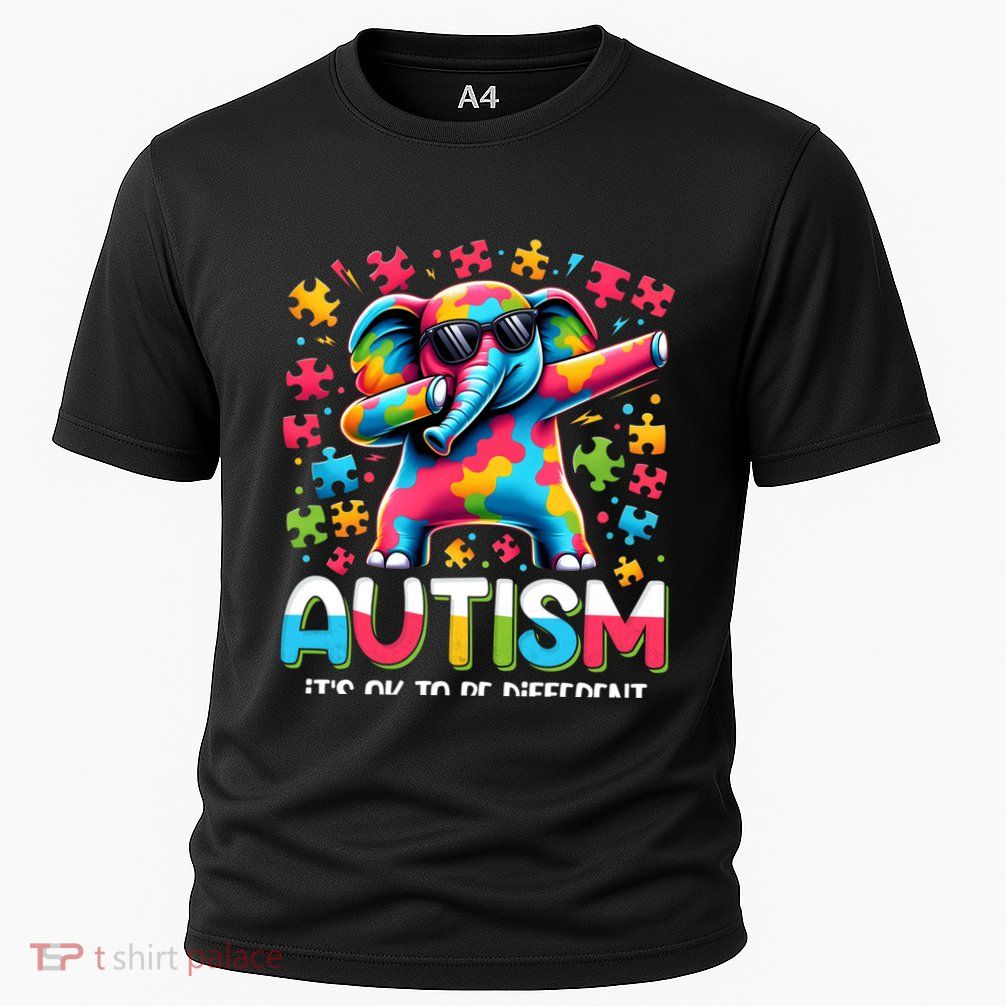 It’S Ok To Be Different Autism Awareness Dabbing Elephant Cute Gift Performance Shirt